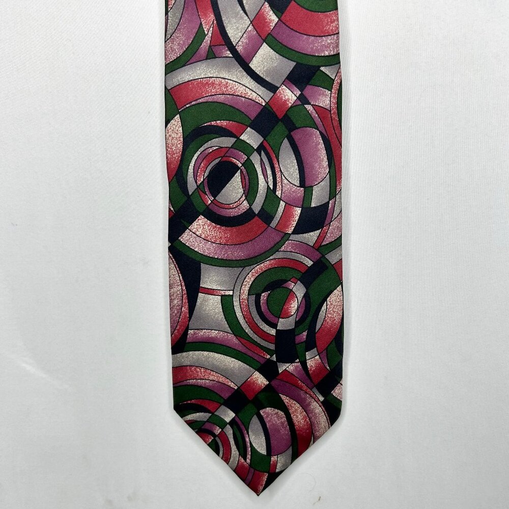 Pertini Men’s Neck Tie 3 ¾” Maroon Black Green Beige Silk Hand Made in Italy